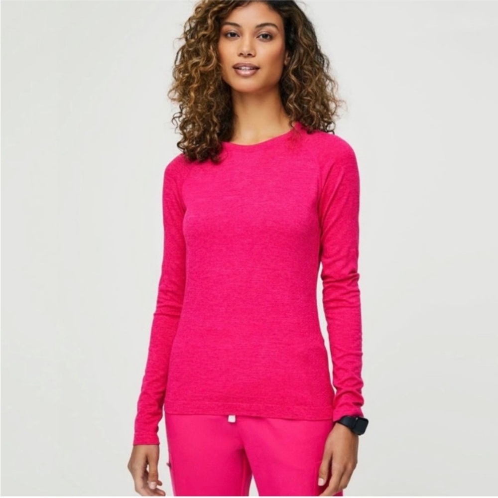 FIGS Salta seamless under scrubs hot pink long sleeve
